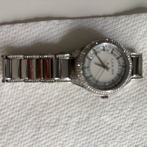 Michael Kors Silver Crystal-Accent Women's Bracelet Watch
